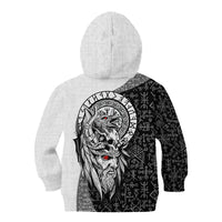 Viking Odin Kid Hoodie Ravens of Valhalla with Helm of Awe and Ancient Rune Patterns - Wonder Print Shop
