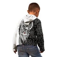 Viking Odin Kid Hoodie Ravens of Valhalla with Helm of Awe and Ancient Rune Patterns - Wonder Print Shop