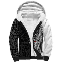 Viking Odin Sherpa Hoodie Ravens of Valhalla with Helm of Awe and Ancient Rune Patterns - Wonder Print Shop