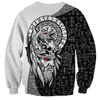 Viking Odin Sweatshirt Ravens of Valhalla with Helm of Awe and Ancient Rune Patterns - Wonder Print Shop