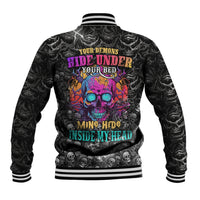 Skull Baseball Jacket Your Demons Hide Under Your Bed Mine Hide Inside My Head - Wonder Print Shop