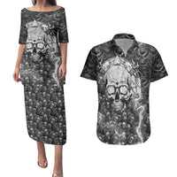 Skull Couples Matching Puletasi Dress and Hawaiian Shirt Your Demons Hide Under Your Bed Mine Hide Inside My Head - Wonder Print Shop