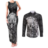Skull Couples Matching Tank Maxi Dress and Long Sleeve Button Shirts Your Demons Hide Under Your Bed Mine Hide Inside My Head - Wonder Print Shop