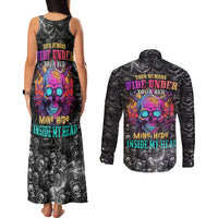 Skull Couples Matching Tank Maxi Dress and Long Sleeve Button Shirts Your Demons Hide Under Your Bed Mine Hide Inside My Head - Wonder Print Shop