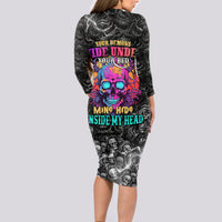 Skull Long Sleeve Bodycon Dress Your Demons Hide Under Your Bed Mine Hide Inside My Head - Wonder Print Shop