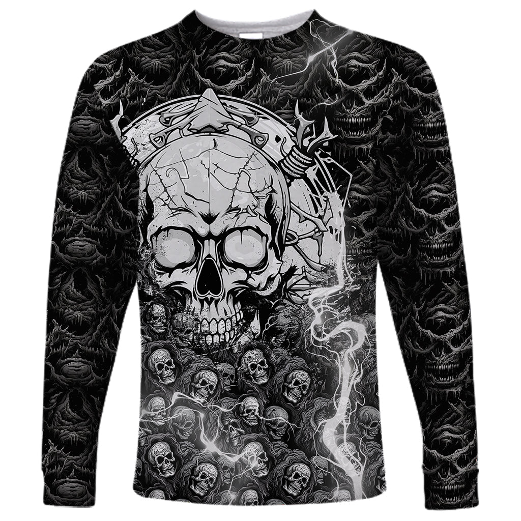 Skull Long Sleeve Shirt Your Demons Hide Under Your Bed Mine Hide Inside My Head - Wonder Print Shop
