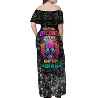 Skull Off Shoulder Maxi Dress Your Demons Hide Under Your Bed Mine Hide Inside My Head - Wonder Print Shop