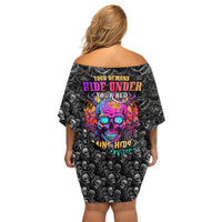 Skull Off Shoulder Short Dress Your Demons Hide Under Your Bed Mine Hide Inside My Head - Wonder Print Shop