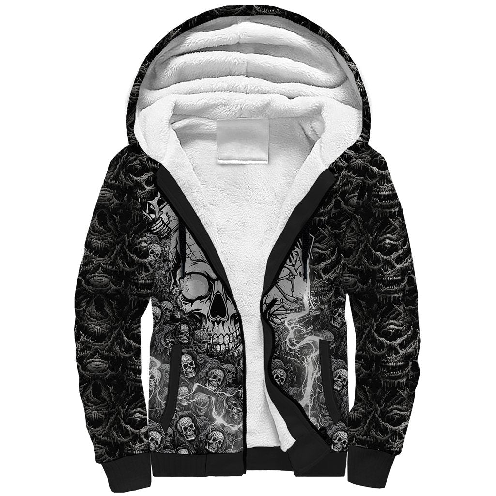 Skull Sherpa Hoodie Your Demons Hide Under Your Bed Mine Hide Inside My Head - Wonder Print Shop