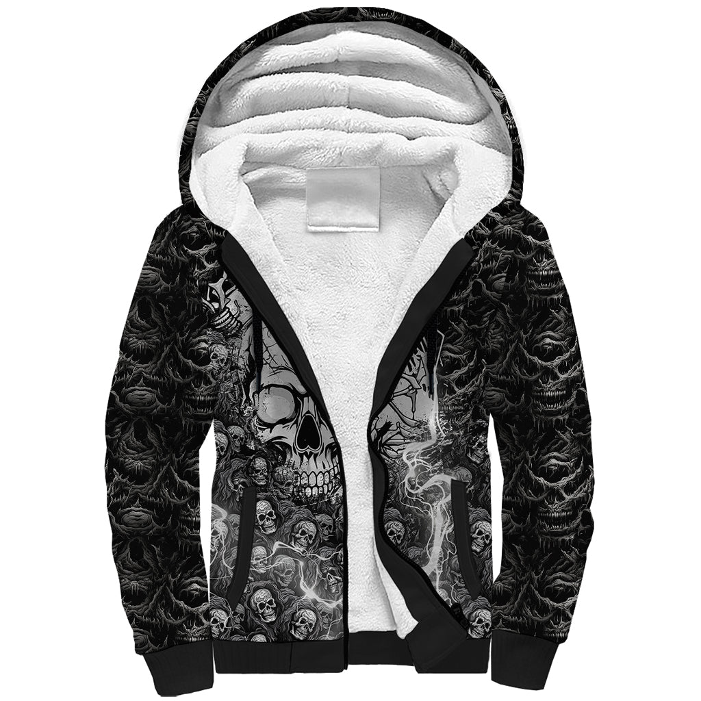 Skull Sherpa Hoodie Your Demons Hide Under Your Bed Mine Hide Inside My Head - Wonder Print Shop