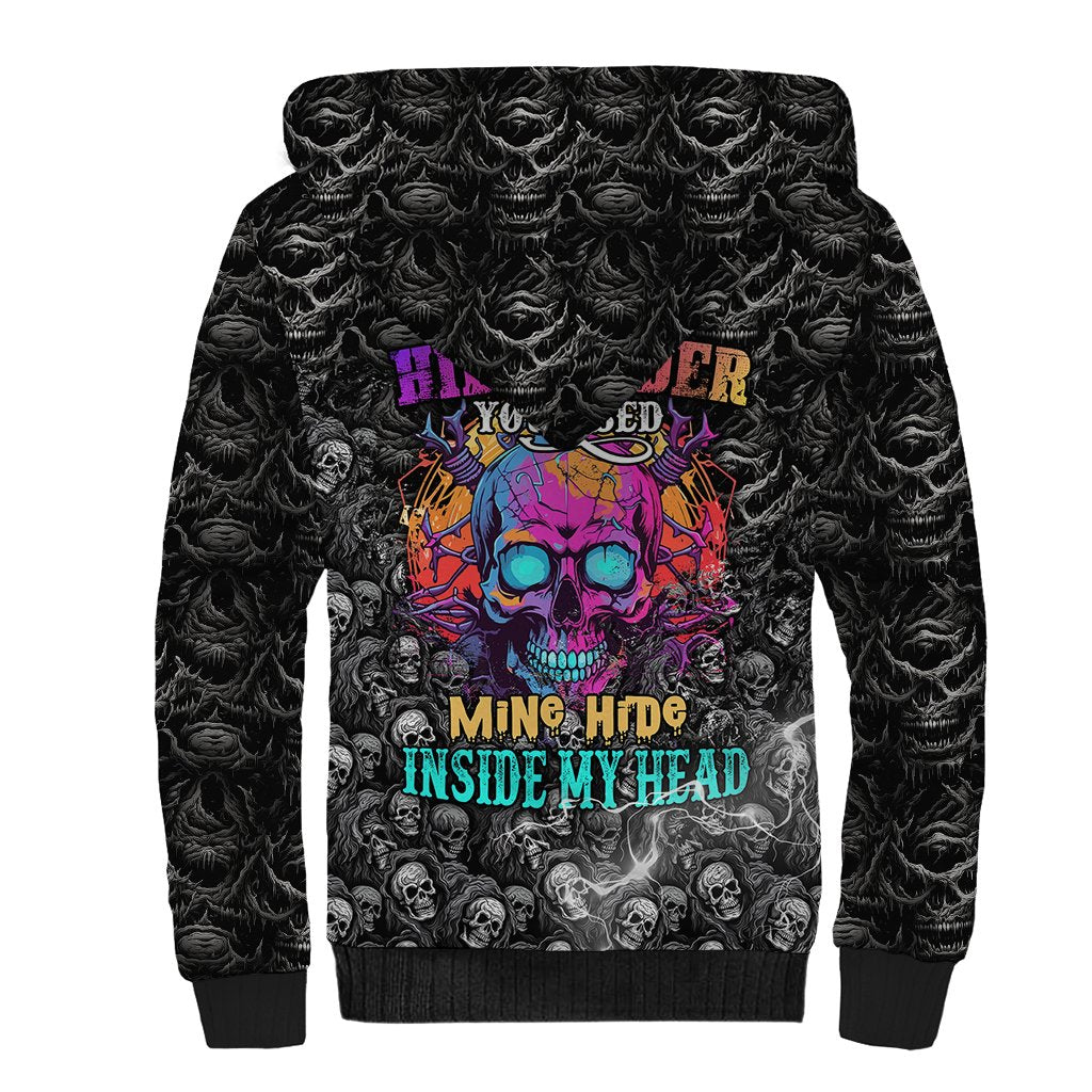 Skull Sherpa Hoodie Your Demons Hide Under Your Bed Mine Hide Inside My Head - Wonder Print Shop