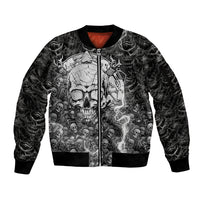 Skull Sleeve Zip Bomber Jacket Your Demons Hide Under Your Bed Mine Hide Inside My Head - Wonder Print Shop
