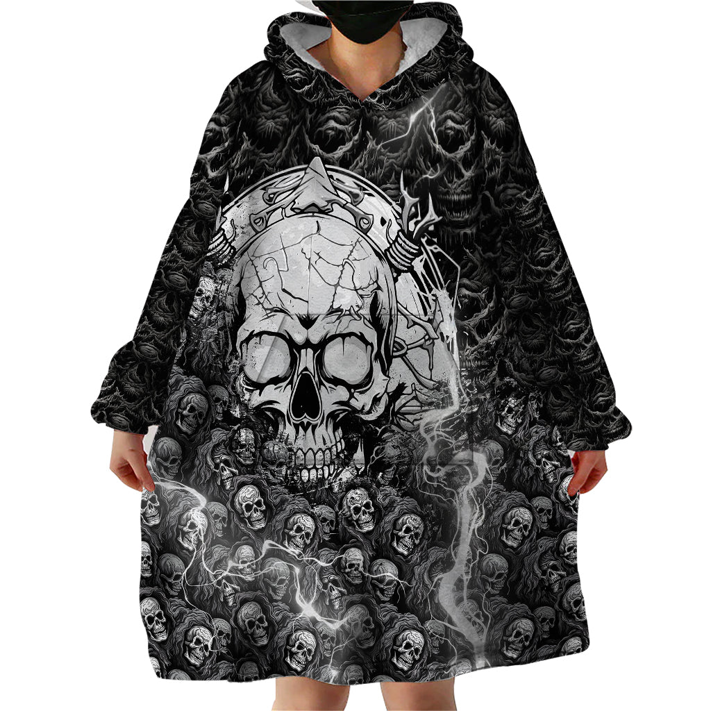 Skull Wearable Blanket Hoodie Your Demons Hide Under Your Bed Mine Hide Inside My Head - Wonder Print Shop
