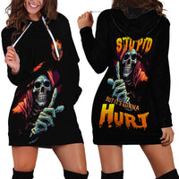 Reaper Skull Hoodie Dress I Can Fix Stupid But It's Gonna Hurt - Wonder Print Shop