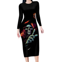 Reaper Skull Long Sleeve Bodycon Dress I Can Fix Stupid But It's Gonna Hurt - Wonder Print Shop