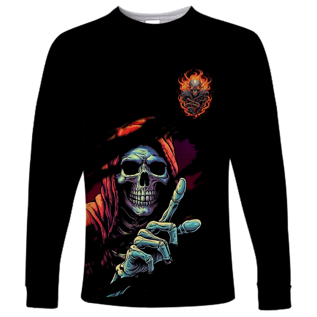 Reaper Skull Long Sleeve Shirt I Can Fix Stupid But It's Gonna Hurt - Wonder Print Shop