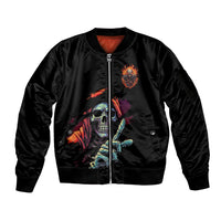 Reaper Skull Sleeve Zip Bomber Jacket I Can Fix Stupid But It's Gonna Hurt - Wonder Print Shop