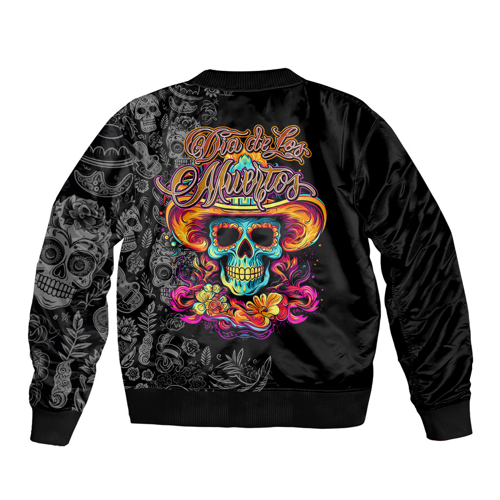 Day Of The Dead Sugar Skull Sleeve Zip Bomber Jacket Dia De Los Murtos - Wonder Print Shop