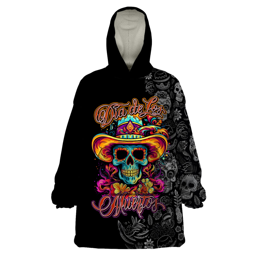 Day Of The Dead Sugar Skull Wearable Blanket Hoodie Dia De Los Murtos - Wonder Print Shop
