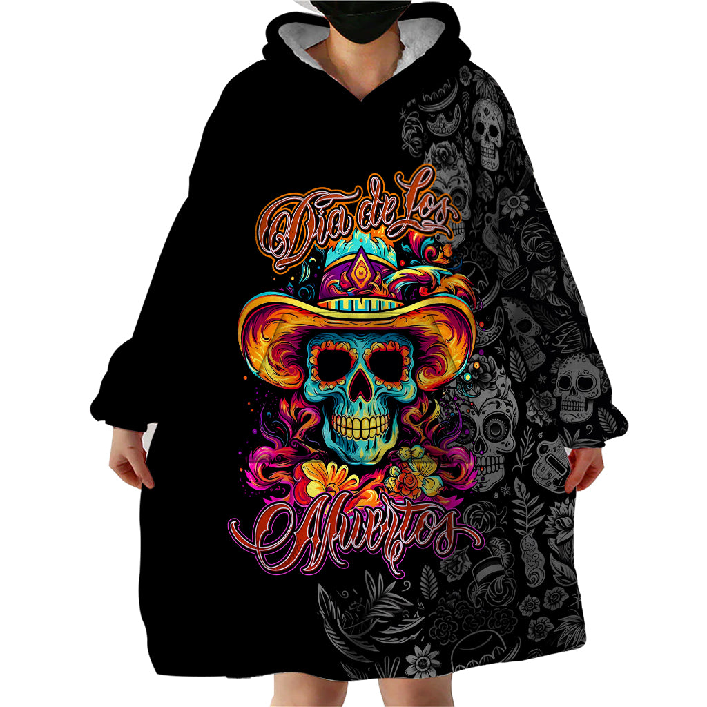 Day Of The Dead Sugar Skull Wearable Blanket Hoodie Dia De Los Murtos - Wonder Print Shop