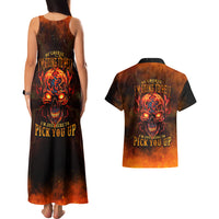 Fire Skull Couples Matching Tank Maxi Dress and Hawaiian Shirt Of Course I'm Going To Hell I'm Just Here To Pick You Up - Wonder Print Shop