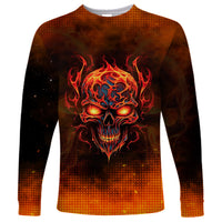 Fire Skull Long Sleeve Shirt Of Course I'm Going To Hell I'm Just Here To Pick You Up - Wonder Print Shop