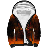 Fire Skull Sherpa Hoodie Of Course I'm Going To Hell I'm Just Here To Pick You Up - Wonder Print Shop