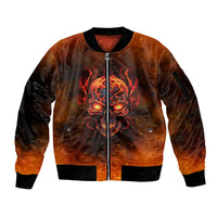 Fire Skull Sleeve Zip Bomber Jacket Of Course I'm Going To Hell I'm Just Here To Pick You Up - Wonder Print Shop