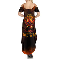 Fire Skull Summer Maxi Dress Of Course I'm Going To Hell I'm Just Here To Pick You Up - Wonder Print Shop