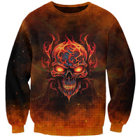 Fire Skull Sweatshirt Of Course I'm Going To Hell I'm Just Here To Pick You Up - Wonder Print Shop