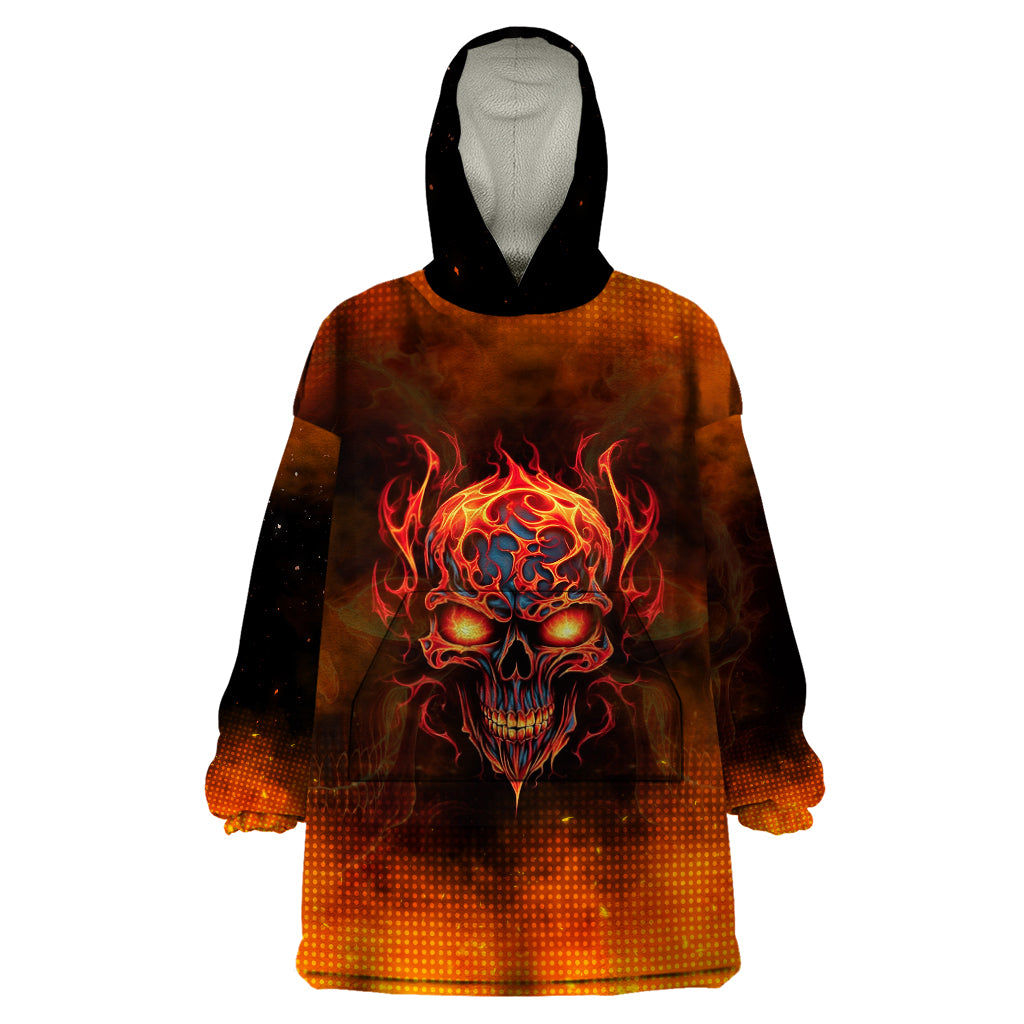 Fire Skull Wearable Blanket Hoodie Of Course I'm Going To Hell I'm Just Here To Pick You Up - Wonder Print Shop