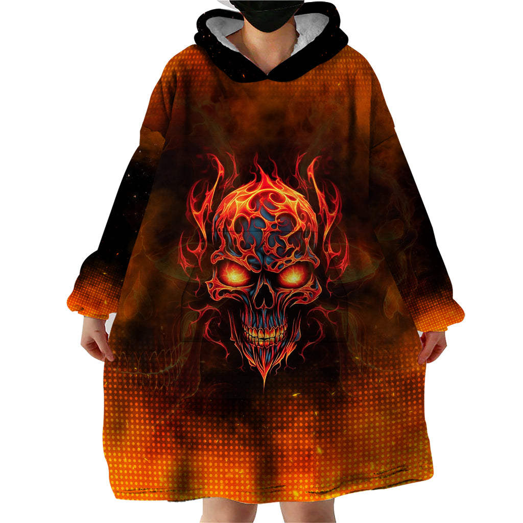 Fire Skull Wearable Blanket Hoodie Of Course I'm Going To Hell I'm Just Here To Pick You Up - Wonder Print Shop