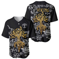 Viking Baseball Jersey Yggdrasil Pattern And Ancient Rune - Wonder Print Shop