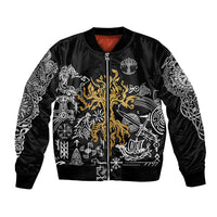 Viking Bomber Jacket Yggdrasil Pattern And Ancient Rune - Wonder Print Shop