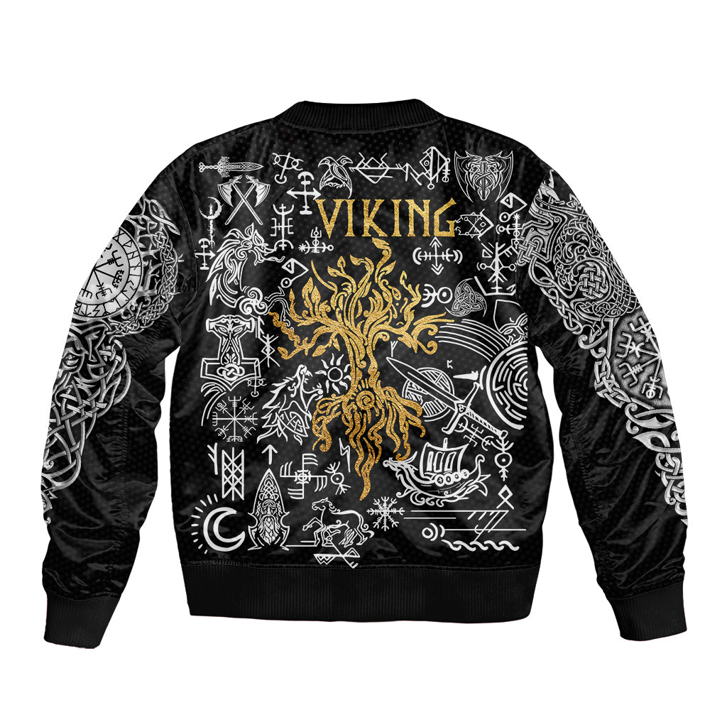 Viking Bomber Jacket Yggdrasil Pattern And Ancient Rune - Wonder Print Shop