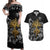 Viking Couples Matching Off Shoulder Maxi Dress and Hawaiian Shirt Yggdrasil Pattern And Ancient Rune - Wonder Print Shop