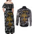 Viking Couples Matching Off Shoulder Maxi Dress and Long Sleeve Button Shirts Yggdrasil Pattern And Ancient Rune - Wonder Print Shop