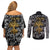 Viking Couples Matching Off Shoulder Short Dress and Long Sleeve Button Shirts Yggdrasil Pattern And Ancient Rune - Wonder Print Shop