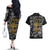 Viking Couples Matching Off The Shoulder Long Sleeve Dress and Hawaiian Shirt Yggdrasil Pattern And Ancient Rune - Wonder Print Shop