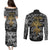 Viking Couples Matching Puletasi Dress and Long Sleeve Button Shirts Yggdrasil Pattern And Ancient Rune - Wonder Print Shop