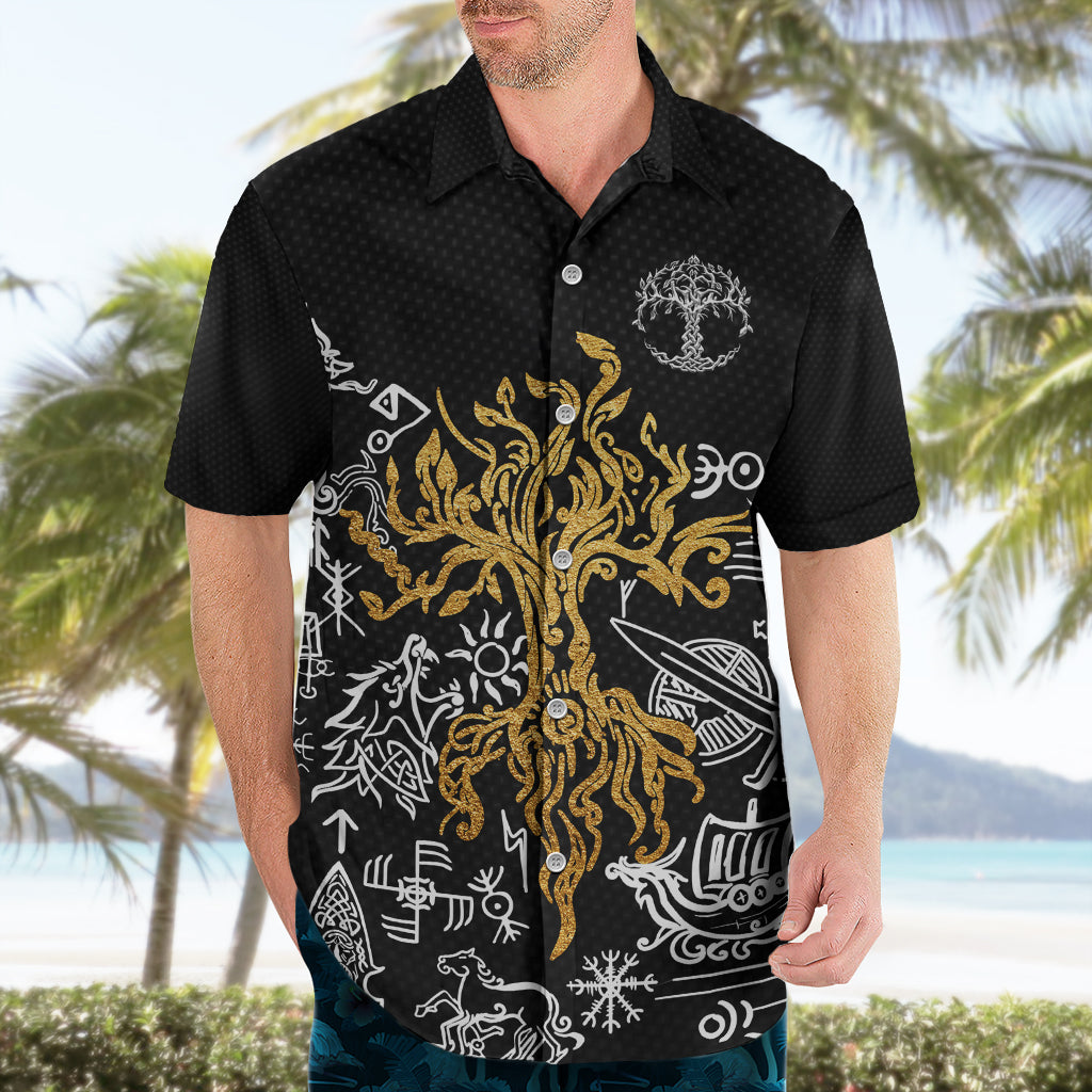 Viking Hawaiian Shirt Yggdrasil Pattern And Ancient Rune - Wonder Print Shop