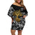 Viking Off Shoulder Short Dress Yggdrasil Pattern And Ancient Rune - Wonder Print Shop