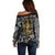 Viking Off Shoulder Sweater Yggdrasil Pattern And Ancient Rune - Wonder Print Shop