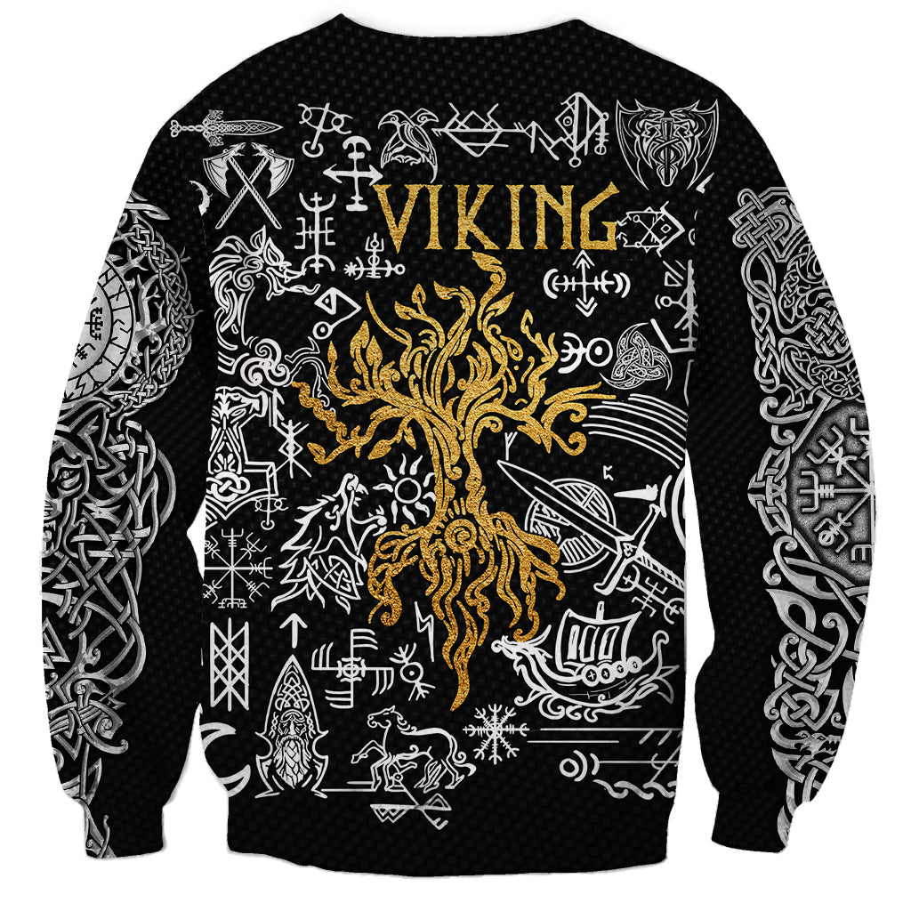 Viking Sweatshirt Yggdrasil Pattern And Ancient Rune - Wonder Print Shop