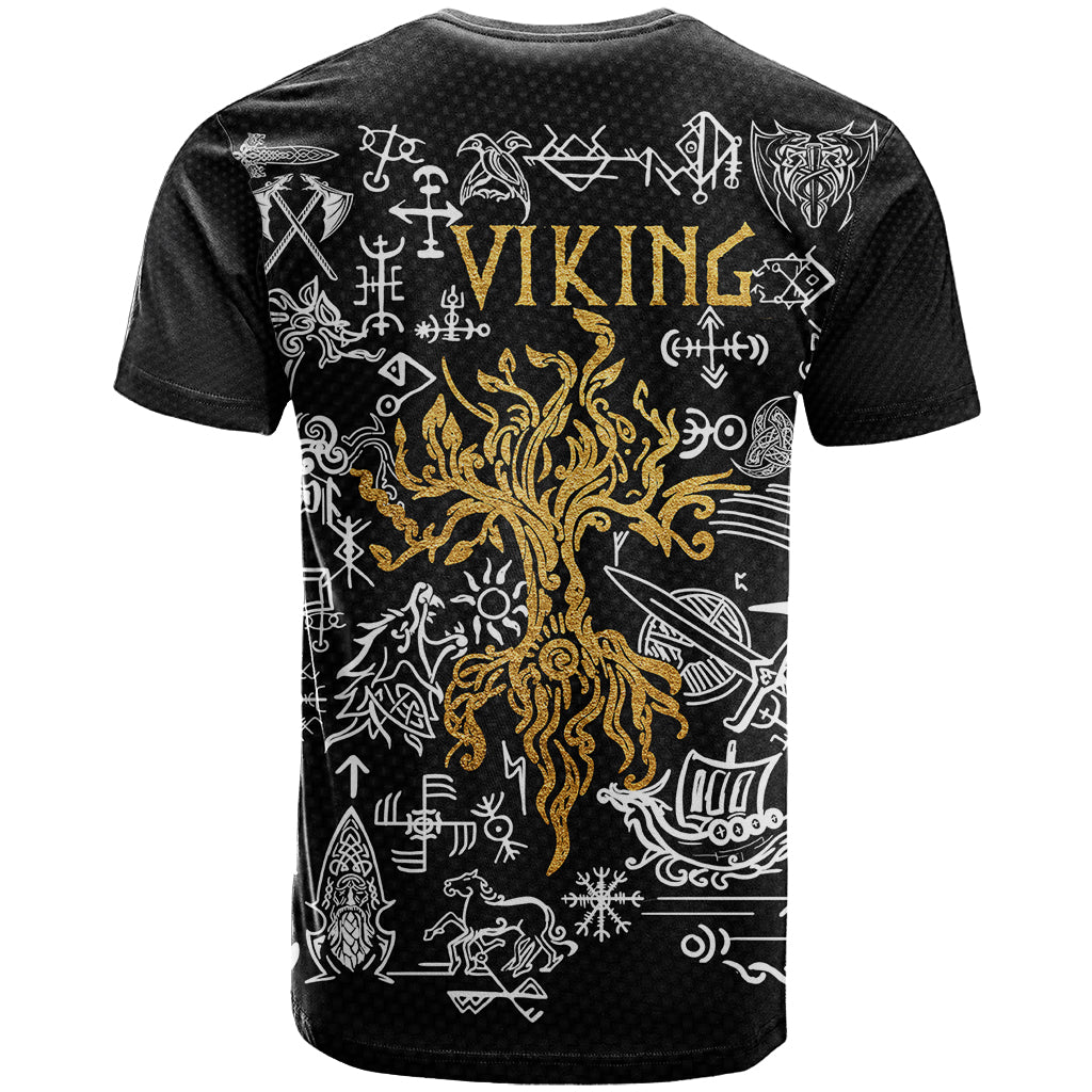 Viking T Shirt Yggdrasil Pattern And Ancient Rune - Wonder Print Shop