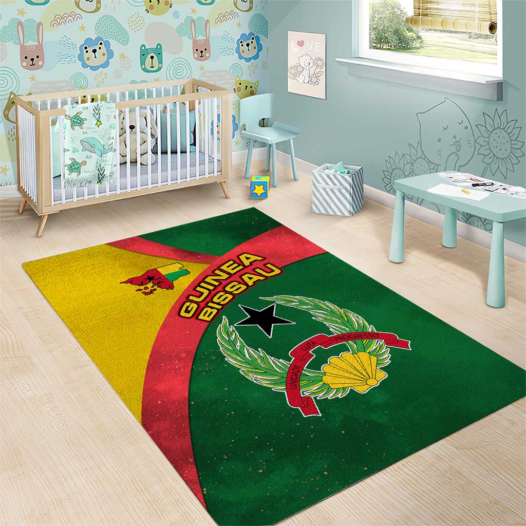 Guinea Bissau Area Rug with Green Yellow Red Swirl Design - Wonder Print Shop