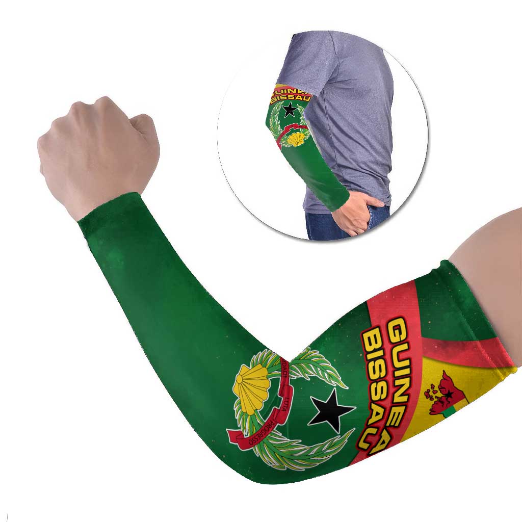 Guinea Bissau Arm Sleeves with Green Yellow Red Swirl Design - Wonder Print Shop