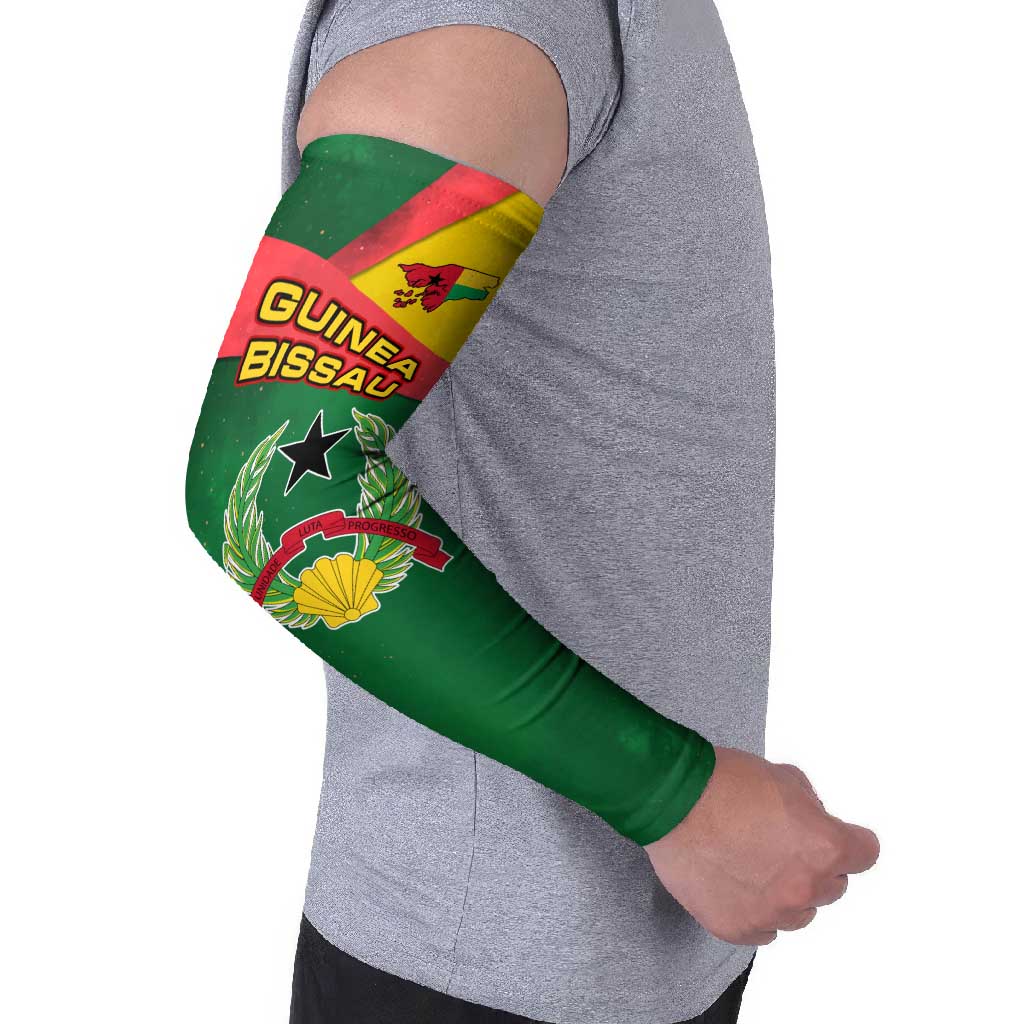 Guinea Bissau Arm Sleeves with Green Yellow Red Swirl Design - Wonder Print Shop