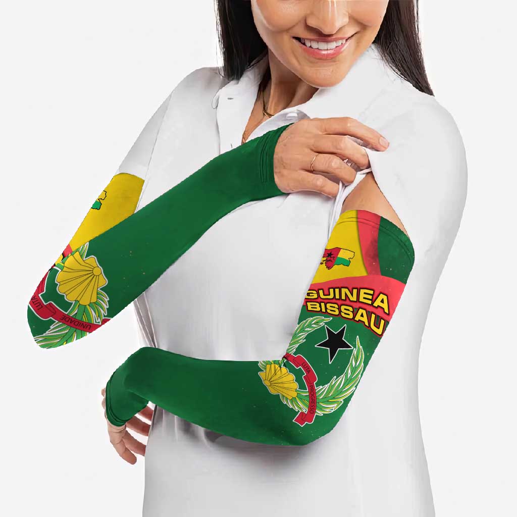 Guinea Bissau Arm Sleeves with Green Yellow Red Swirl Design - Wonder Print Shop
