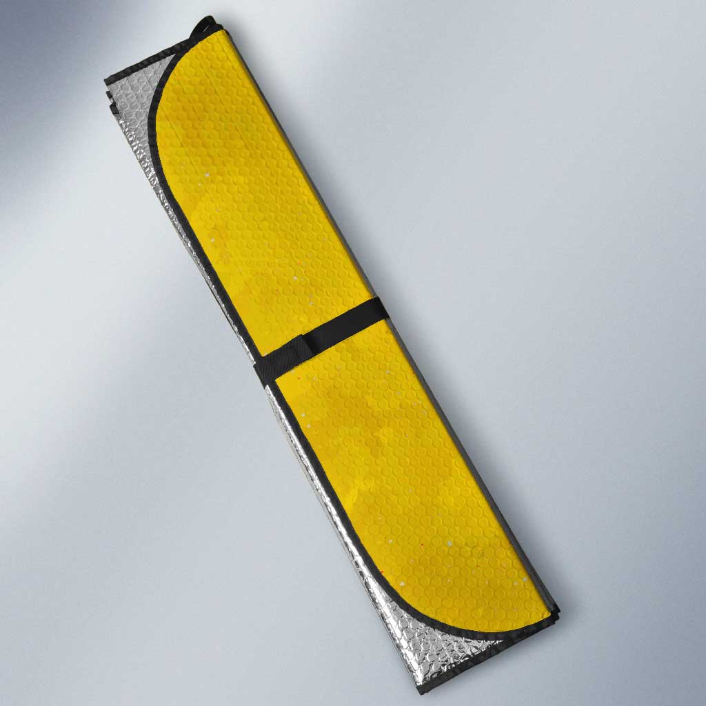 Guinea Bissau Auto Sun Shade with Green Yellow Red Swirl Design - Wonder Print Shop